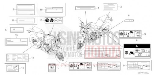 ETIQUETTE DE PRECAUTIONS (CB650RA/CB650RAC) CB650RACT de 2026